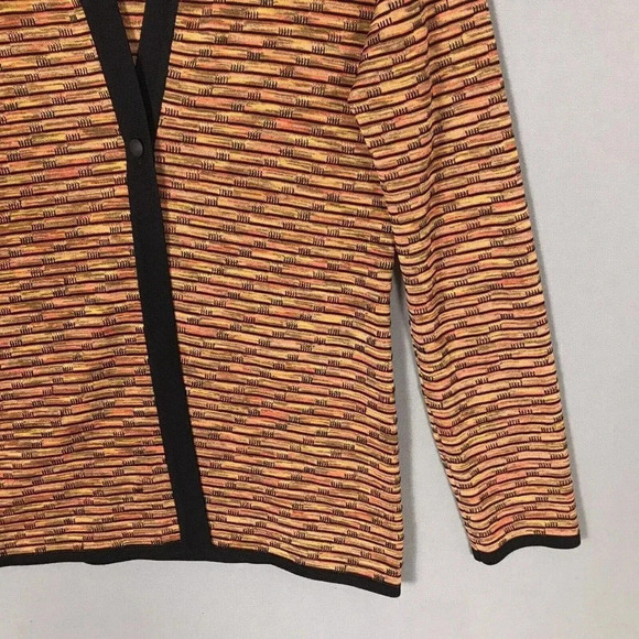Exclusively Misook Long Sleeve Cardigan Size XS Brown Orange One Button Sweater - Picture 9 of 15